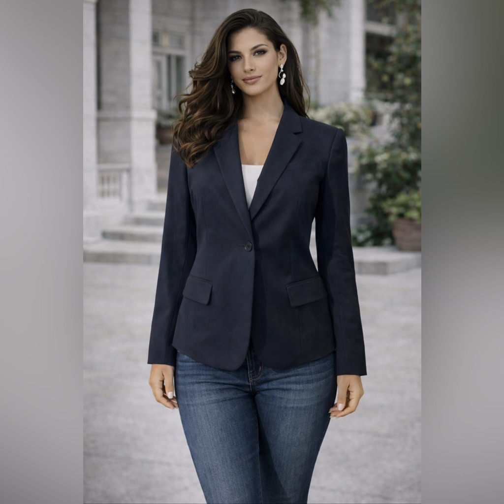 Talbots Suit Jacket Blazer 2 Navy Blue Stretch Cotton Nwt Classic $169